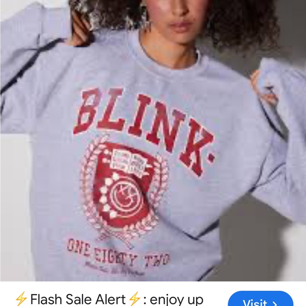 Nwot BLINK 182 Grey Crewneck Sweatshirt with Red Graphic medium